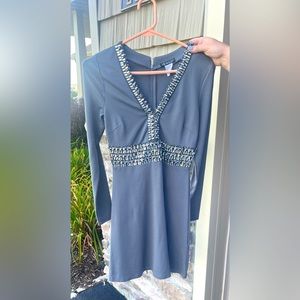 Gray and bejeweled long sleeve dress never worn.